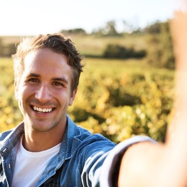 Portrait,,Selfie,And,Happy,Man,At,Farm,For,Agriculture,,Growth